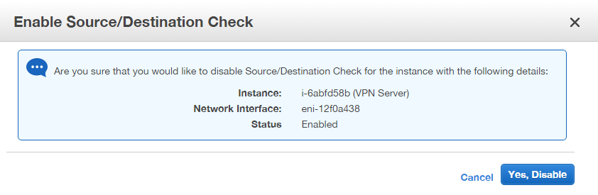 Disable Source and Destination Checking
